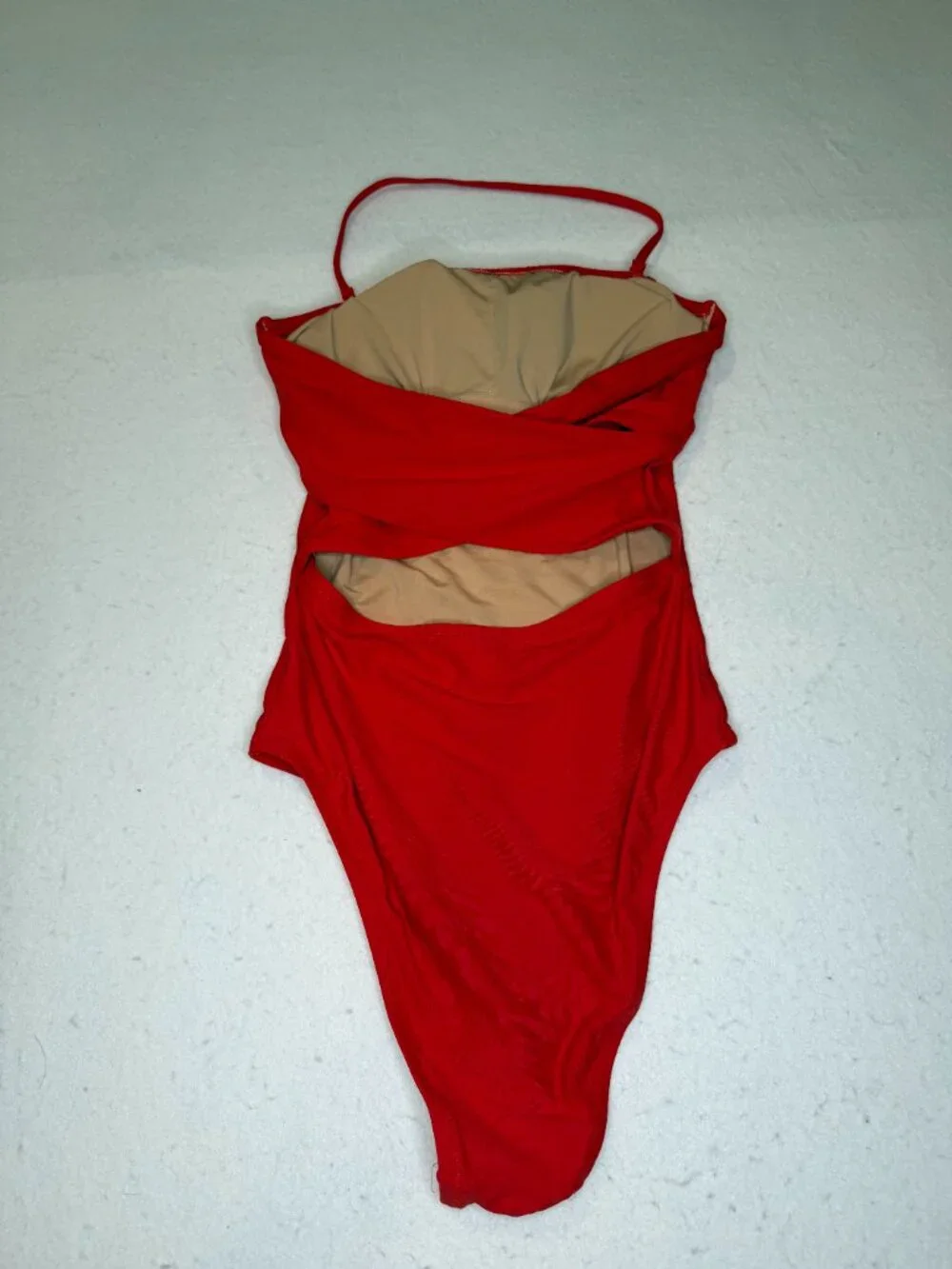 J.Crew One Piece Swimsuit Cherry Red Open  Crisscross Cutout Back Women’s Size 4